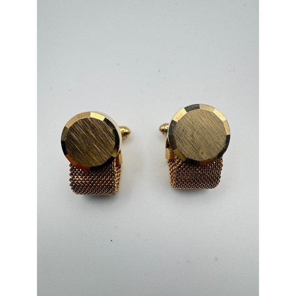 Anson Other - Vintage Anson Cufflinks Mesh Gold Tone Brushed Sunburst MCM